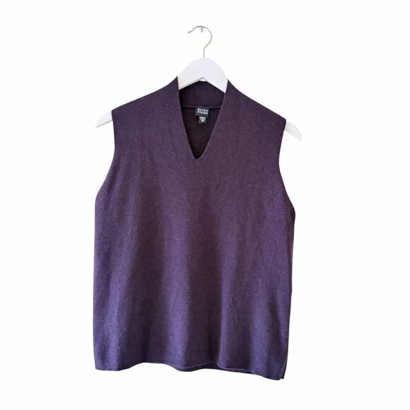 Eileen Fisher Tops - Eileen Fisher Merino Wool Plum Purple V-Neck Vest Sleeveless Boxy Layering Mini